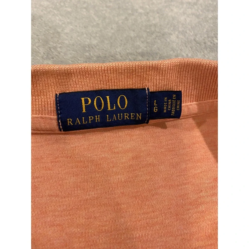 Mens Ralph Lauren Short Sleeve Golf Polo Shirt Cotton Soft Orange L Large